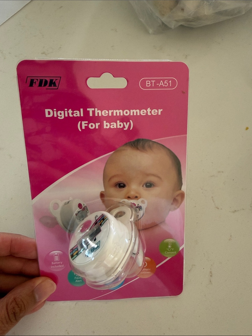 FDK BT-A51 Baby Digital Thermometer Pacifier - Pink Packaging